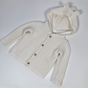 Carter’s Baby 6 Months - Waffle Stitch Ivory Button Up Hooded Cardigan